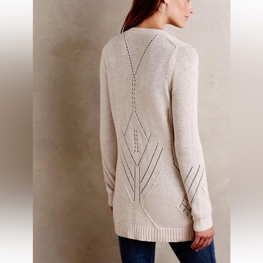 Anthropologie MOTH Oatmeal Elin Cashmere Blend Cardigan - Picture 2 of 8